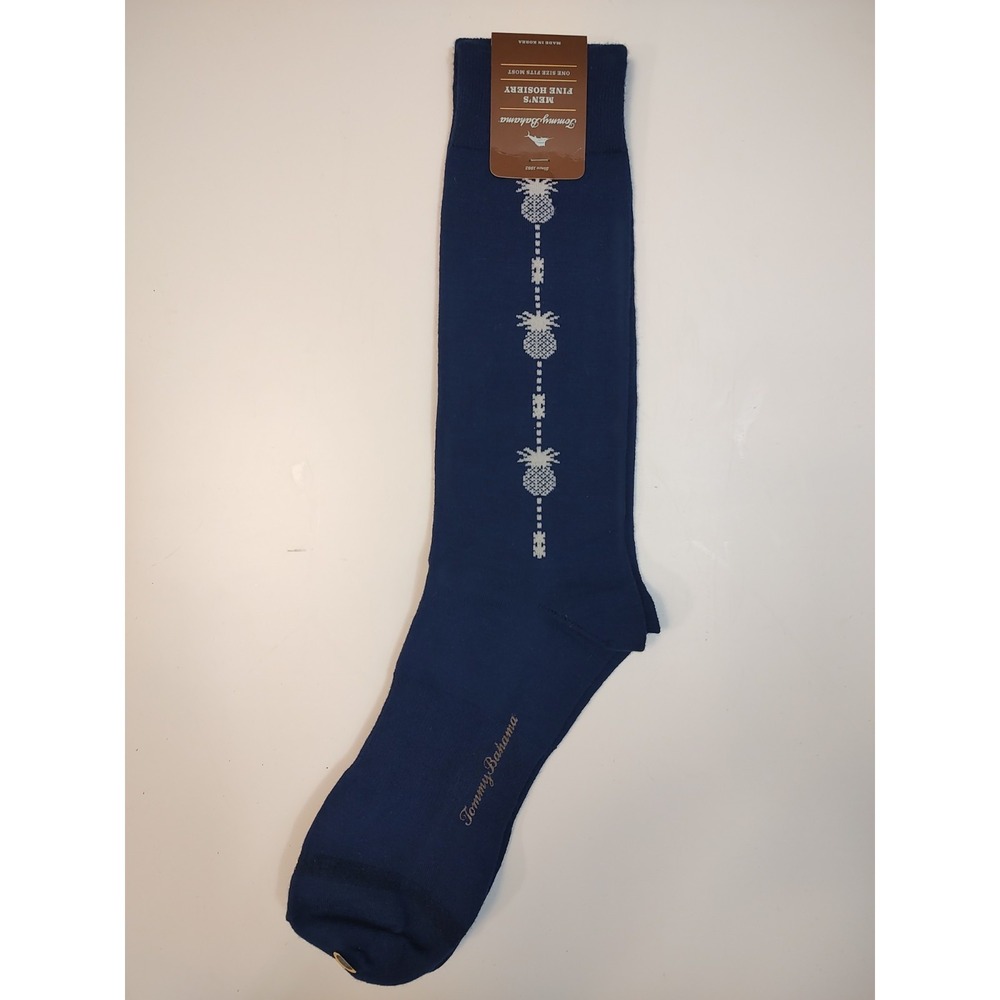 Tommy BahamaMens Dress Socks One Size Pineapple Clock Design Navy B5
